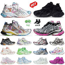 Coureurs de piste de luxe 7 7,0 7,5 Chaussures de créateurs Mentes Big Size 12 Le cuir blanc noir argent rose en nylon en nylon