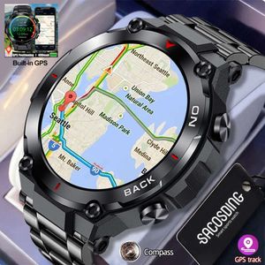 Track Smart Watch Sports Fiess Hartslagmeter Ingebouwde GPS-positionering IP68 Waterdichte militaire smartwatch Android IOS