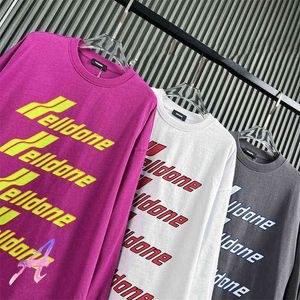 Track We11Done Camisetas Esquema Contraste Color Carta Delgada Camiseta de manga larga Hombres Mujeres Loose Welldone Sudaderas T220808