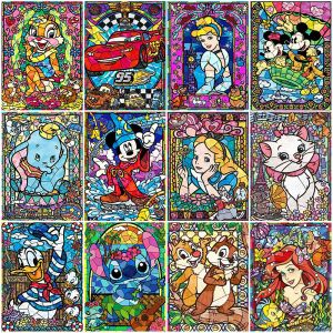 Pintura de rastreadores por número, juego de dibujo de gato por números, dibujos animados de princesa con marco, pintura acrílica para adultos sobre lienzo, decoración de pared