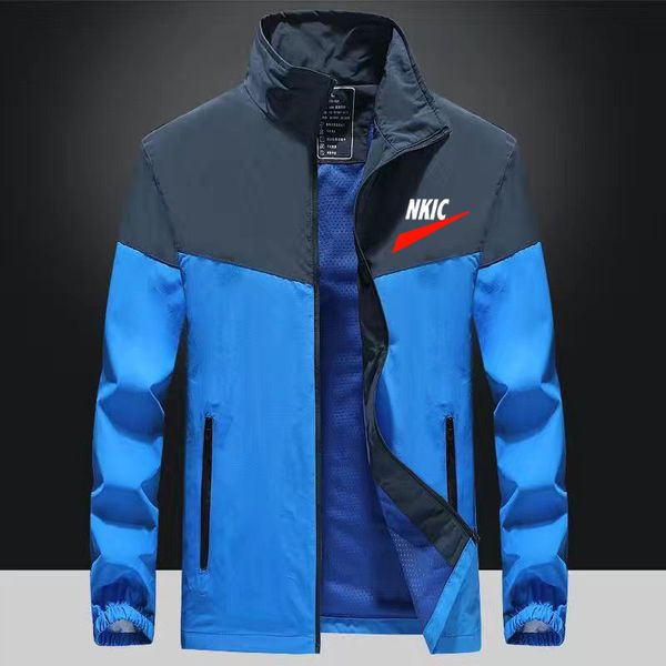 Printemps automne marque hommes bleu vestes Patchwork mode manteaux mâle décontracté mince col montant Bomber veste hommes pardessus