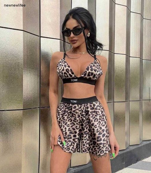 Chándal diseñador mujer marca ropa para mujer primavera top moda leopardo logo señoras chaleco niña pantalones cortos tamaño asiático S-L Mar 19