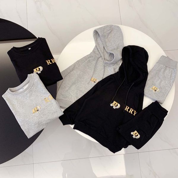 Bébé Survêtement Enfants vêtements de marque Ensembles garçons filles Sweat-shirt imprimé gris noir Deux pièces ensemble sweat à capuche pantalon ensembles de vêtements