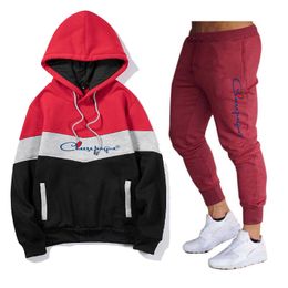 Suit à capuche masculin à survêtement Sestages à la mode imprimé de la marque Automne et pantalon à sweat à sweat occasionnel d'hiver Men de sports Sports Two Piece Man Sportswear