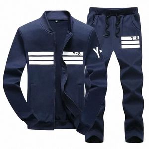 Trainingspak Mannen Sportkleding Sets Dunne Running Sport Fitn Trainingspak Mannelijke Twee Stukken Sweatshirt + Joggingbroek Gym Mannen Outfit Set M5ne #