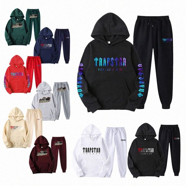 Chándal para hombre Tech Trapstar Trajes de pista Sudadera con capucha Europa Baloncesto americano Fútbol Rugby de dos piezas con chaqueta con capucha de manga larga para mujer Pantalones y5x1 #