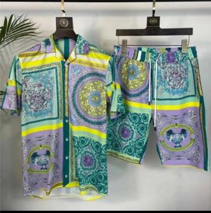 Survêtement Set FashionHawaii Designer Hommes Chemises Casual Ensembles Floral Lettre 3D Imprimer Été Bord de Mer Vacances Plage Chemises Costumes 064