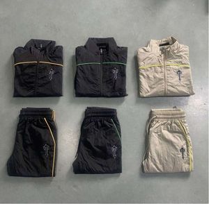 Tracksuit set High Street Men Mode Kwaliteit Borduurwerk Sweatshirts Jogging Suit Trapstar Jacket Zipper gebogen patchwork shell 1009es