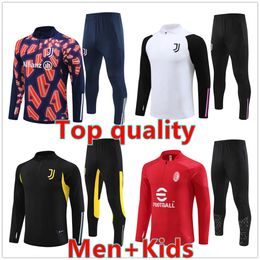 Tracksuit training 23/24/25 Cuadrado Chiesa Milik Juve Vlahovic Bonucci Survetement Foot Tuta Retro Futbol Soccer Tracksuit voetbal Tracksuit Kid Men and Kids Kit