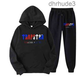 Chándal Trapstar Marca Impreso Ropa deportiva Camisetas para hombres 16 colores Cálido Conjunto de dos piezas Sudadera con capucha suelta Pantalones para correr 220615 ED23 9ZVM