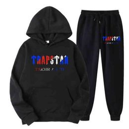 Survêtement Trapstar marque imprimé vêtements de sport hommes t-shirts 16 couleurs chaud deux pièces ensemble sweat à capuche ample pantalon Jogging