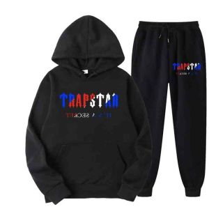 Survêtement Trapstar Marque Imprimé Sportswear Hommes T-shirts 16 Couleurs Chaud Deux Pièces Ensemble Lâche Sweat À Capuche Pantalon Jogging 220615