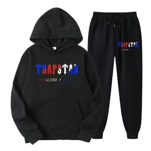 Chándal Trapstar Marca Impreso Ropa deportiva Sudaderas con capucha para hombre Conjuntos 15 colores Cálido Conjunto de dos piezas Sudadera con capucha suelta Pantalones Jogging 14 colores