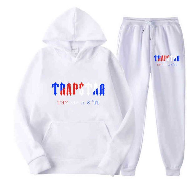 Chándal Trapstar Marca Ropa deportiva estampada Camisetas para hombres 16 colores Cálido Conjunto de dos piezas Sudadera con capucha suelta Pantalones Jogger Deportes tendencia moda