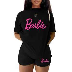 Tracksuit Women Tshirt Tee-shirt surdimensionné T-shirt Polyester Letter Imprimé décontracté régulière Fit Short Souette Tenue quotidienne Barbie Barbie à manches courtes Shirts