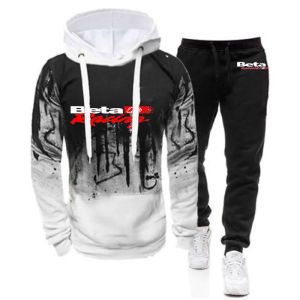 Survêtements 2022 Beta Racing Motocross Moto Hommes Nouveau Dégradé Couleur Sweats À Capuche Veste Décontractée Sport Manteau + Pantalon Confortable Costume Deux Pièces