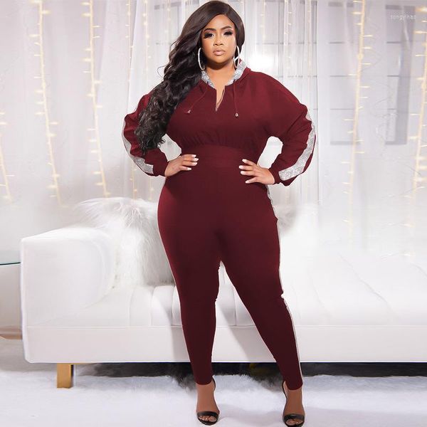 Survêtements 5xl grande taille ensembles pour femmes à capuche Patchwork hauts et pantalons 2023 automne deux pièces mode sweat vêtements en gros