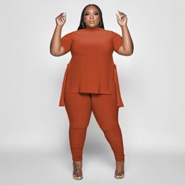 Tracksuits 5xl plus size sets voor dames massief gesplitst shirt en potloodpant 2022 Zomer Tweede stuk mode tracksuitgroothandel kleding