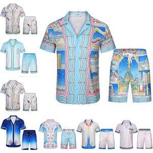 Tracksuit Casablanc Shirt 22SS Shirts Designer Masao San Print Mens Casual Shirt Womens Loose Silk Shirt Sleeves Short Tshirt High Q