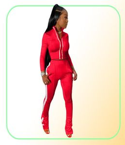 Tracksuits Casual 2 tweedelig set dames sexy outfits crop top gestapelde broek leggings vrouwen matching sets dames tracksuit vrouw 6143687