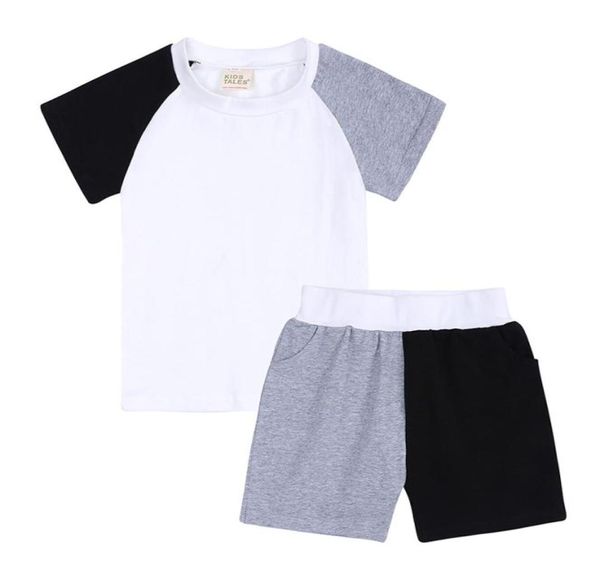 Survêtements pour enfants garçons filles ensembles de vêtements multicolore adolescents vêtements de détente courts 2 pièces couleurs assorties enfants sport Set8759145