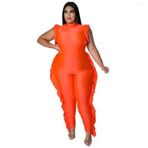 Chándales FS naranja negro Sexy de una pieza de talla grande conjuntos de ropa de mujer traje de mujer grande con volantes mono cuello alto trajes de verano