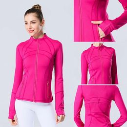 Survêtements LU 001 Femmes Yoga Outfit Veste de sport Col montant Demi-fermeture à glissière à manches longues Yogas serrés Chemise Gym Pouce Athtic Manteau Gym Clothi