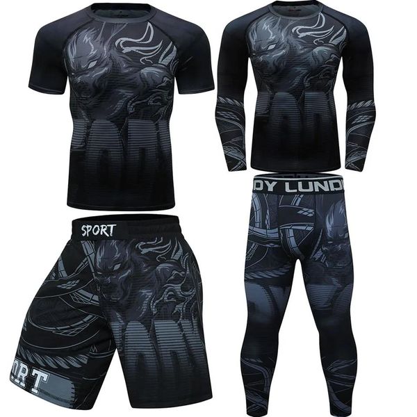 Survêtements Chemise de compression pour hommes Pantalons Costumes de sport Mma Rashguard Survêtement de boxe Séchage rapide Vêtements de sport Fiess Sportswear Ensemble de course