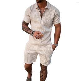 Survêtements Homme T-shirt ensemble décontracté Polo Zip manches courtes T-shirts et Shorts hommes costume été survêtement vêtements Vetement Homme