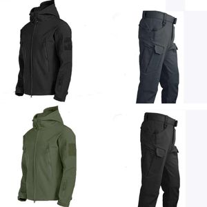 Survêtements de survêtement d'automne d'hiver pour hommes ensembles hommes armée softshell vestes tactiques imperméables pêche la randonnée de camping grimper en toison veste à capuche 230909