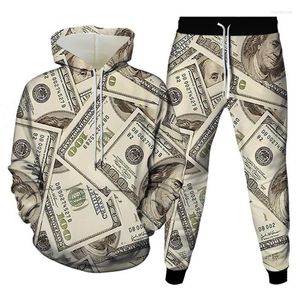 Survêtements Pokermoney impression 3D hommes survêtement ensembles mode sweat à capuche décontracté pantalon 2 pièces surdimensionné pull tendance Streetwear homme