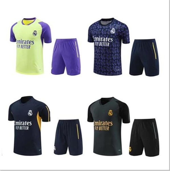 Conjuntos de chándales del chándal del verdadero Madrid Set 23 24 25 Cortos cortos de manga corta Kit de fútbol Kit de fútbol Futbol Survetement Madrides Traje de entrenamiento Jersey S/2XL