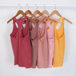 Chándales que forman el traje lu Chaleco de yoga Entrenamiento sólido Camisas sin espalda Deportes Fitness Tank Top Mujeres Ropa activa Sin mangas Sexy Gym T Shir Swi