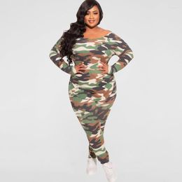 Survêtements ZJFZML ZZ Femmes Vêtements Deux Pièces Tenue Plus Taille Camouflage Imprimé À Manches Longues Haut D'entraînement Sport Pantalon Drop En Gros