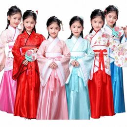 Costumes de danse traditionnelle chinoise pour les filles Opéra antique Dynastie Tang Han Ming Hanfu Dr Vêtements pour enfants Danse folklorique Enfants d85M #