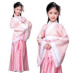 Trajes de danza tradicional china para niñas Ópera antigua Dinastía Tang Han Ming Hanfu Dr Ropa infantil Danza folclórica Niños v7bd #