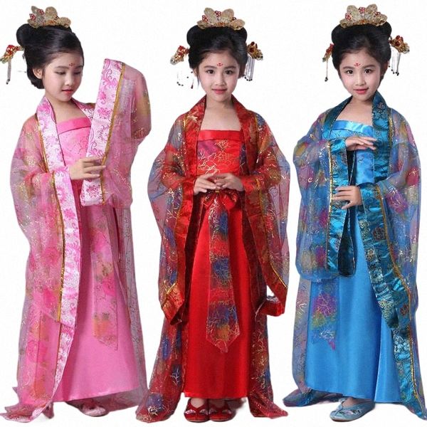 Tradicial danza china s niños mujeres niñas para niños manga ventilador dr folk mujer antigua ropa hanfu 95iX #