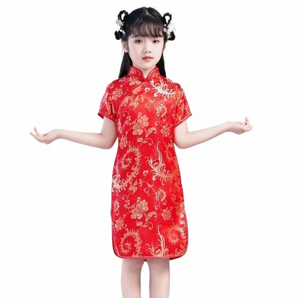 Vêtements traditionnels du Nouvel An chinois pour enfants Hanfu floral drag Phoenix bébé fille en bas âge Qipao chegsam dr été moderne M2RR #