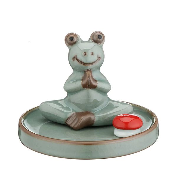 Encens traditionnel en céramique grenouille, ornements animaux, Micro paysage, accessoires de jardinage, thé lapin, porte-encens pour animaux de compagnie, 231225