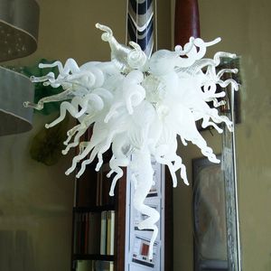 Traditionele kroonluchter plafondlamp voor woonkamer slaapkamer foyer keuken dineren wit geblazen glas hangende verlichting armaturen 24 bij 24 inch