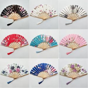 Traditionele Chinese bamboe fan vintage bloemthema vouwen hand vastgehouden fan trouwfeest gunsten