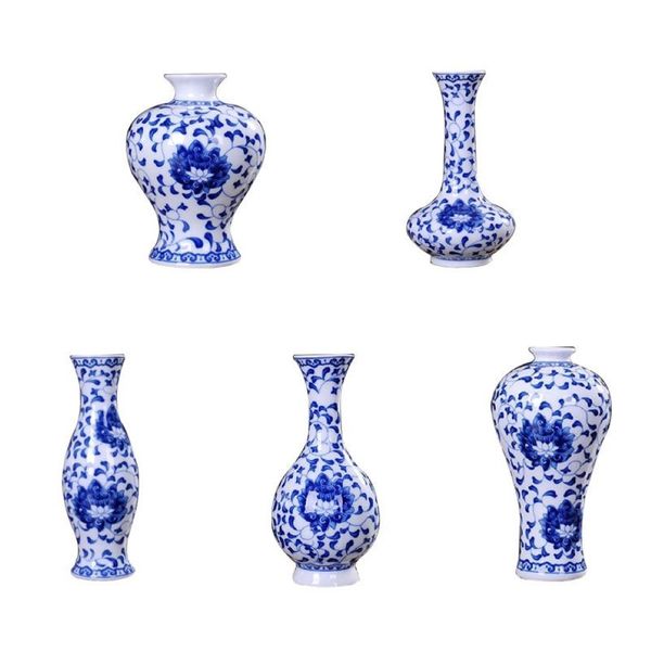 Vase traditionnel chinois en porcelaine bleue et blanche, Vases à fleurs en céramique, décoration Vintage pour la maison, 181v