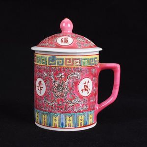 Tasse à thé traditionnelle chinoise Jingdezhen avec couvercle tasse à café en porcelaine céramique Drinkware 300 ml T200506294i