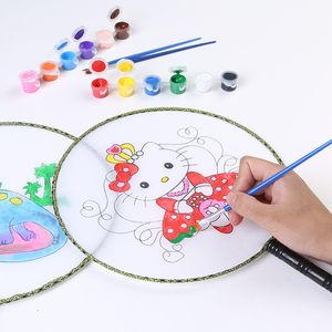Style chinois traditionnel enfants dessin animé Graffiti bricolage peinture créative cercle palais ventilateur début éducatif enfants cadeau livraison gratuite