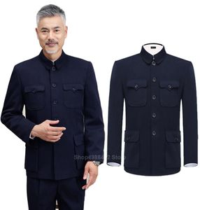 Traditionele Chinese Tang Pak voor Mannen Jas Jas Nieuwjaar Lente Festival Tuniek Zhongshan Mao Pak Blazer Breien Zakken Top 204142186