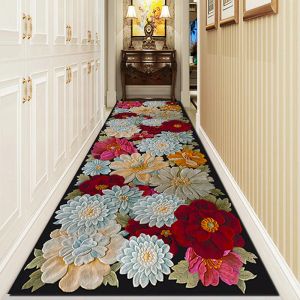 Traditionele elegante bloemen lobby tapijt Lange vloerkleden Trap Trap Handgang Corridor Aisle Party Wedding Runner Anti Slip Home Decor