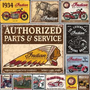 Peintures indiennes traditionnelles Motor Tin Sign Classic Vintage Motorcycle Club Garage Art Decor Iron PlateBar Cafe Plaques en métal personnalisées en métal taille 30X20 w01
