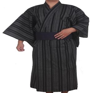 Kimono japonés tradicional para hombre, bata de algodón Yukata, bata de baño para hombre, Kimono con cinturón, uniforme puesta en escena, ropa samurái 256t