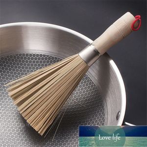 Wok de bambú natural tradicional, cepillo para ollas, cuenco, cepillo de limpieza, utensilios de limpieza de cocina para el hogar, alta calidad