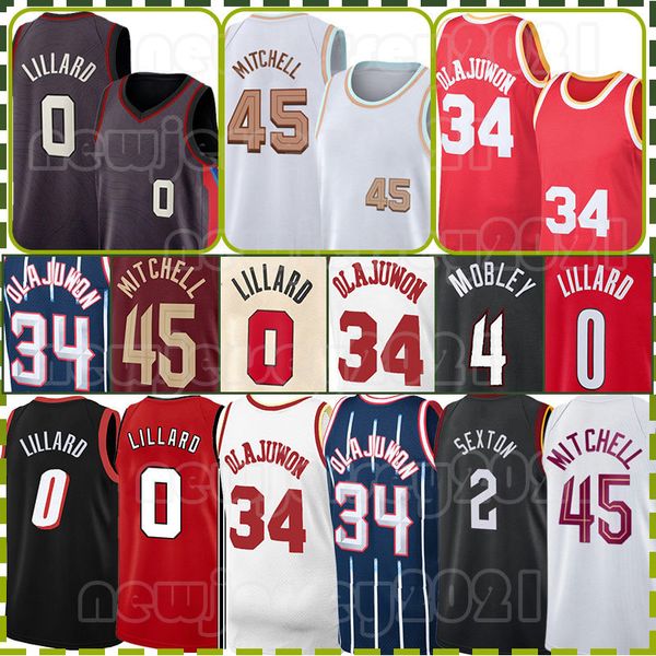 Trae Young Basketball Jerseys Dejounte Murray Donovan Mitchell Retro Mesh 0 11 45 75e anniversaire Damian Lillard Atlantas Hawk Evan Mobley Chemise blanche noire pour hommes